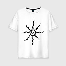 Женская футболка хлопок Oversize с принтом Палящее солнце в Тюмени, 100% хлопок | свободный крой, круглый ворот, спущенный рукав, длина до линии бедер
 | tribal | орнамент | солнце | трайбл | узор