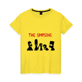 Женская футболка хлопок с принтом The simpsons в Тюмени, 100% хлопок | прямой крой, круглый вырез горловины, длина до линии бедер, слегка спущенное плечо | Тематика изображения на принте: 