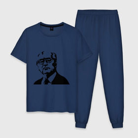 Мужская пижама хлопок с принтом Горбачев в Тюмени, 100% хлопок | брюки и футболка прямого кроя, без карманов, на брюках мягкая резинка на поясе и по низу штанин
 | горбачев | михаил сергеевич | политические | россия