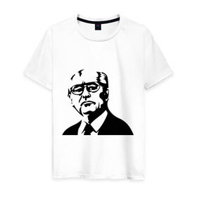 Мужская футболка хлопок с принтом Горбачев в Тюмени, 100% хлопок | прямой крой, круглый вырез горловины, длина до линии бедер, слегка спущенное плечо. | горбачев | михаил сергеевич | политические | россия