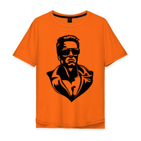 Мужская футболка хлопок Oversize с принтом Шварцнеггер в Тюмени, 100% хлопок | свободный крой, круглый ворот, “спинка” длиннее передней части | schwarzenegger | арни | терминатор | шварценеггер арнольд | шварцнеггер