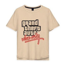 Мужская футболка хлопок Oversize с принтом GTA Vice City в Тюмени, 100% хлопок | свободный крой, круглый ворот, “спинка” длиннее передней части | auto | grand | thaft | гта | игра | компьютерная