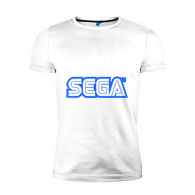 Мужская футболка премиум с принтом SEGA в Тюмени, 92% хлопок, 8% лайкра | приталенный силуэт, круглый вырез ворота, длина до линии бедра, короткий рукав | 8 bit | 8 бит | sega | видеоигры | приставки | сега