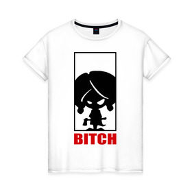 Женская футболка хлопок с принтом Bitch-logo в Тюмени, 100% хлопок | прямой крой, круглый вырез горловины, длина до линии бедер, слегка спущенное плечо | Тематика изображения на принте: девочка | девушка | злая | стерва | топор