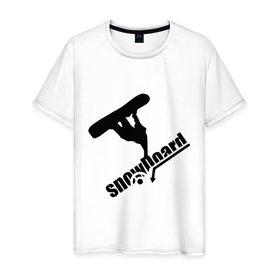 Мужская футболка хлопок с принтом Snowboard в Тюмени, 100% хлопок | прямой крой, круглый вырез горловины, длина до линии бедер, слегка спущенное плечо. | 