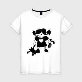Женская футболка хлопок с принтом Злая девочка в Тюмени, 100% хлопок | прямой крой, круглый вырез горловины, длина до линии бедер, слегка спущенное плечо | голову | зайчик | зайчишка | заяц | злоба | злобная | злость | игрушки | оторвала