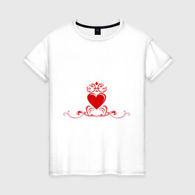 Женская футболка хлопок с принтом Сердечко Glam (2) в Тюмени, 100% хлопок | прямой крой, круглый вырез горловины, длина до линии бедер, слегка спущенное плечо | 