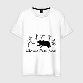 Мужская футболка хлопок с принтом Siberian Fast Food в Тюмени, 100% хлопок | прямой крой, круглый вырез горловины, длина до линии бедер, слегка спущенное плечо. | 