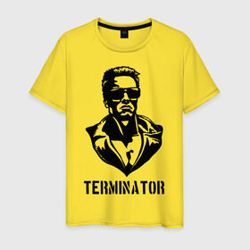Мужская футболка хлопок с принтом Терминатор в Тюмени, 100% хлопок | прямой крой, круглый вырез горловины, длина до линии бедер, слегка спущенное плечо. | Тематика изображения на принте: 