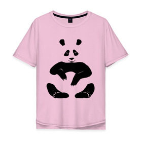 Мужская футболка хлопок Oversize с принтом Панда сидит в Тюмени, 100% хлопок | свободный крой, круглый ворот, “спинка” длиннее передней части | Тематика изображения на принте: 