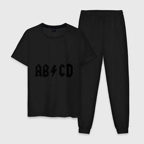 Мужская пижама хлопок с принтом ABCD в Тюмени, 100% хлопок | брюки и футболка прямого кроя, без карманов, на брюках мягкая резинка на поясе и по низу штанин
 | Тематика изображения на принте: ac dc | acdc | acds | acdsee | эйсидиси