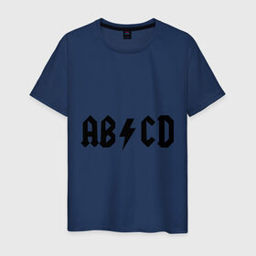 Мужская футболка хлопок с принтом ABCD в Тюмени, 100% хлопок | прямой крой, круглый вырез горловины, длина до линии бедер, слегка спущенное плечо. | Тематика изображения на принте: ac dc | acdc | acds | acdsee | эйсидиси