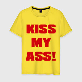 Мужская футболка хлопок с принтом Kiss My Ass в Тюмени, 100% хлопок | прямой крой, круглый вырез горловины, длина до линии бедер, слегка спущенное плечо. | меня | поцелуй