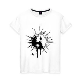 Женская футболка хлопок с принтом Взрыв инь-янь в Тюмени, 100% хлопок | прямой крой, круглый вырез горловины, длина до линии бедер, слегка спущенное плечо | взрыв | знак | инь | инь ян | китайский | ян | янь