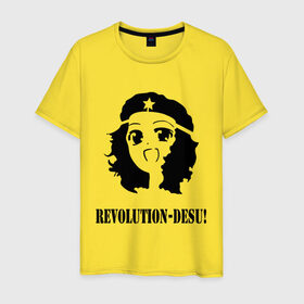 Мужская футболка хлопок с принтом REVOLUTION-DESU! в Тюмени, 100% хлопок | прямой крой, круглый вырез горловины, длина до линии бедер, слегка спущенное плечо. | desu | revolution | revolution desu | политические