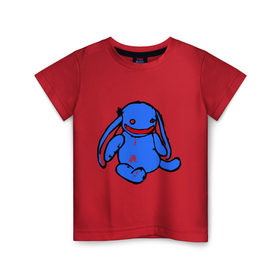 Детская футболка хлопок с принтом Смешной заяц в Тюмени, 100% хлопок | круглый вырез горловины, полуприлегающий силуэт, длина до линии бедер | зайчик | заяц | игрушка | плюшевый заяц | смешной заяц