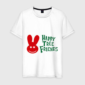 Мужская футболка хлопок с принтом Happy Tree Friend в Тюмени, 100% хлопок | прямой крой, круглый вырез горловины, длина до линии бедер, слегка спущенное плечо. | 