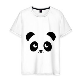Мужская футболка хлопок с принтом Мишка панда в Тюмени, 100% хлопок | прямой крой, круглый вырез горловины, длина до линии бедер, слегка спущенное плечо. | 