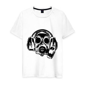 Мужская футболка хлопок с принтом Toxic DJ в Тюмени, 100% хлопок | прямой крой, круглый вырез горловины, длина до линии бедер, слегка спущенное плечо. | Тематика изображения на принте: deejay | dj | toxic | диджей | противогаз | токсик