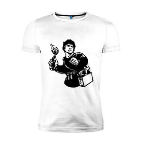 Мужская футболка премиум с принтом Повстанец в Тюмени, 92% хлопок, 8% лайкра | приталенный силуэт, круглый вырез ворота, длина до линии бедра, короткий рукав | анархия | бунт | восстание | граффити | коктейль молотова | повстанец