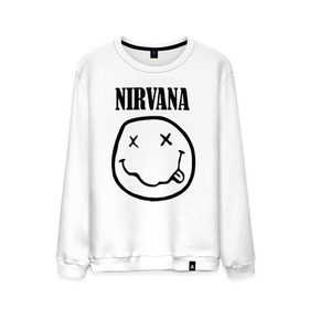 Мужской свитшот хлопок с принтом Nirvana в Тюмени, 100% хлопок |  | cobain | media | nirvana | rock | smells like teen spirit | toplanding | кобейн | нирвана | рок
