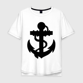 Мужская футболка хлопок Oversize с принтом Якорь в Тюмени, 100% хлопок | свободный крой, круглый ворот, “спинка” длиннее передней части | коробли | море | якорь