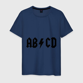 Мужская футболка хлопок с принтом ABCD в Тюмени, 100% хлопок | прямой крой, круглый вырез горловины, длина до линии бедер, слегка спущенное плечо. | ac dc | acdc | acdsee | эйсидиси