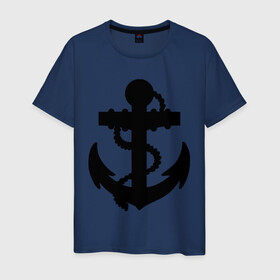 Мужская футболка хлопок с принтом Якорь в Тюмени, 100% хлопок | прямой крой, круглый вырез горловины, длина до линии бедер, слегка спущенное плечо. | Тематика изображения на принте: вмс | вмф | военно | морской флот | моряк | моряки | флот | якорь