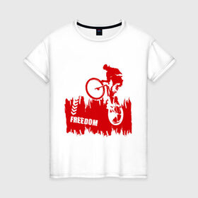 Женская футболка хлопок с принтом Велосипед в Тюмени, 100% хлопок | прямой крой, круглый вырез горловины, длина до линии бедер, слегка спущенное плечо | streeet | xtream | велик | вело | велосипед | стрит | экстрим
