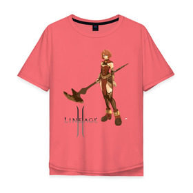 Мужская футболка хлопок Oversize с принтом Human Mage l2 в Тюмени, 100% хлопок | свободный крой, круглый ворот, “спинка” длиннее передней части | human mage | lineage | игры | компьютерные игры | линейка