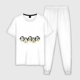 Мужская пижама хлопок с принтом Linux (5) в Тюмени, 100% хлопок | брюки и футболка прямого кроя, без карманов, на брюках мягкая резинка на поясе и по низу штанин
 | пингвин