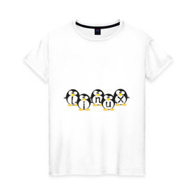 Женская футболка хлопок с принтом Linux (5) в Тюмени, 100% хлопок | прямой крой, круглый вырез горловины, длина до линии бедер, слегка спущенное плечо | пингвин