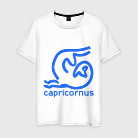 Мужская футболка хлопок с принтом Козерог (2) в Тюмени, 100% хлопок | прямой крой, круглый вырез горловины, длина до линии бедер, слегка спущенное плечо. | capricornus | zodiac | астрология | гороскоп | знаки зодиака | козерог