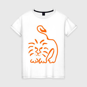 Женская футболка хлопок с принтом Лев (2) в Тюмени, 100% хлопок | прямой крой, круглый вырез горловины, длина до линии бедер, слегка спущенное плечо | zodiac | астрология | гороскоп | знаки зодиака | лев