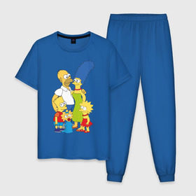 Мужская пижама хлопок с принтом The Simpsons (2) в Тюмени, 100% хлопок | брюки и футболка прямого кроя, без карманов, на брюках мягкая резинка на поясе и по низу штанин
 | Тематика изображения на принте: гомер