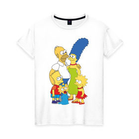 Женская футболка хлопок с принтом The Simpsons (2) в Тюмени, 100% хлопок | прямой крой, круглый вырез горловины, длина до линии бедер, слегка спущенное плечо | гомер
