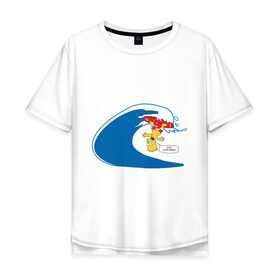 Мужская футболка хлопок Oversize с принтом Бард Симпсон Серфинг в Тюмени, 100% хлопок | свободный крой, круглый ворот, “спинка” длиннее передней части | simpsons | барт | барт симпсон | симпсоны | симсоны