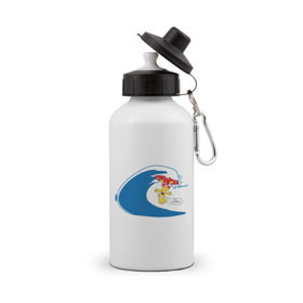 Бутылка спортивная с принтом Бард Симпсон Серфинг в Тюмени, металл | емкость — 500 мл, в комплекте две пластиковые крышки и карабин для крепления | simpsons | барт | барт симпсон | симпсоны | симсоны