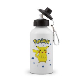 Бутылка спортивная с принтом Pokemon (1) в Тюмени, металл | емкость — 500 мл, в комплекте две пластиковые крышки и карабин для крепления | pokemon | пикачу | покемон | покимоны