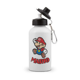 Бутылка спортивная с принтом Super Mario (3) в Тюмени, металл | емкость — 500 мл, в комплекте две пластиковые крышки и карабин для крепления | nintendo | марио | нинтендо