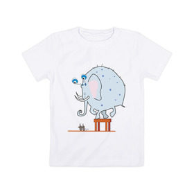 Детская футболка хлопок с принтом Слон и мыши в Тюмени, 100% хлопок | круглый вырез горловины, полуприлегающий силуэт, длина до линии бедер | животные | испуганный