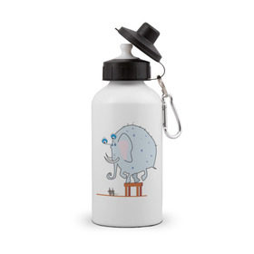 Бутылка спортивная с принтом Слон и мыши в Тюмени, металл | емкость — 500 мл, в комплекте две пластиковые крышки и карабин для крепления | животные | испуганный
