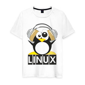 Мужская футболка хлопок с принтом Linux (6) в Тюмени, 100% хлопок | прямой крой, круглый вырез горловины, длина до линии бедер, слегка спущенное плечо. | пингвин