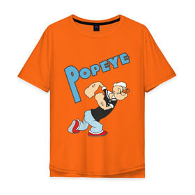 Мужская футболка хлопок Oversize с принтом Popeye в Тюмени, 100% хлопок | свободный крой, круглый ворот, “спинка” длиннее передней части | popeye