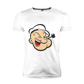 Мужская футболка премиум с принтом Popeye (2) в Тюмени, 92% хлопок, 8% лайкра | приталенный силуэт, круглый вырез ворота, длина до линии бедра, короткий рукав | popeye