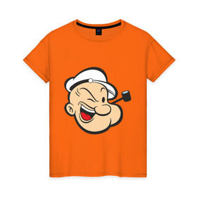 Женская футболка хлопок с принтом Popeye (2) в Тюмени, 100% хлопок | прямой крой, круглый вырез горловины, длина до линии бедер, слегка спущенное плечо | popeye