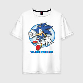 Женская футболка хлопок Oversize с принтом Sonic в Тюмени, 100% хлопок | свободный крой, круглый ворот, спущенный рукав, длина до линии бедер
 | sonic | sonic 2 | super sonic | соник