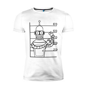Мужская футболка премиум с принтом Bender (3) в Тюмени, 92% хлопок, 8% лайкра | приталенный силуэт, круглый вырез ворота, длина до линии бедра, короткий рукав | bender | futurama | бендер | футурама