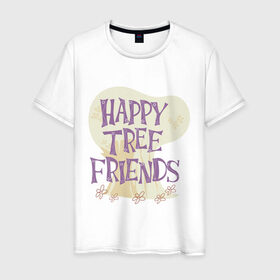 Мужская футболка хлопок с принтом Happy tree friend в Тюмени, 100% хлопок | прямой крой, круглый вырез горловины, длина до линии бедер, слегка спущенное плечо. | Тематика изображения на принте: happy tree friends
