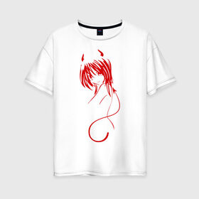 Женская футболка хлопок Oversize с принтом Devil Girl в Тюмени, 100% хлопок | свободный крой, круглый ворот, спущенный рукав, длина до линии бедер
 | devil girl | бесенок | девушка | для девушек | дьявольская девушка | рога | рожки | чертенок